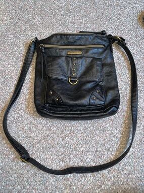 Stone & Co. Black Faux-Leather Crossbody with Studded Front Pocket